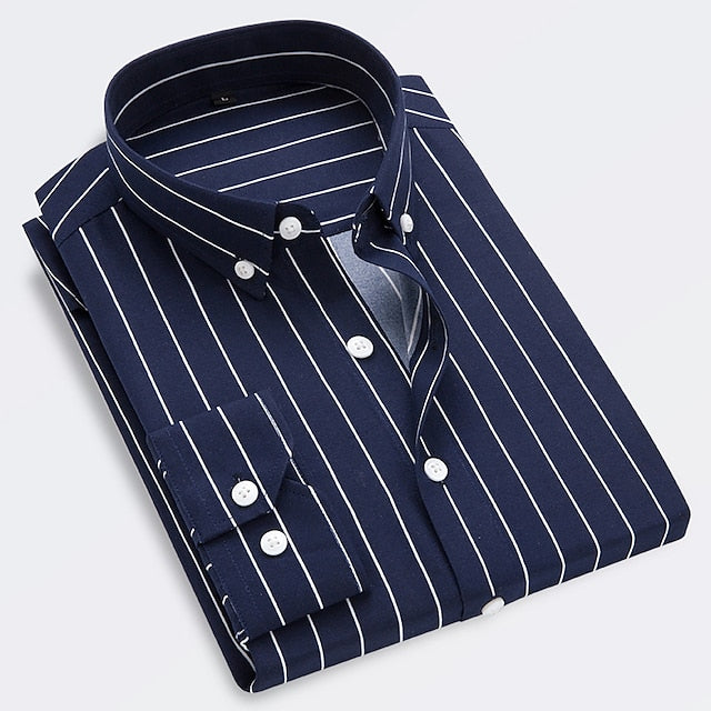 Street Wave Mens Striped Summer Shirt Breathable Lightweight Comfort Refined Fit