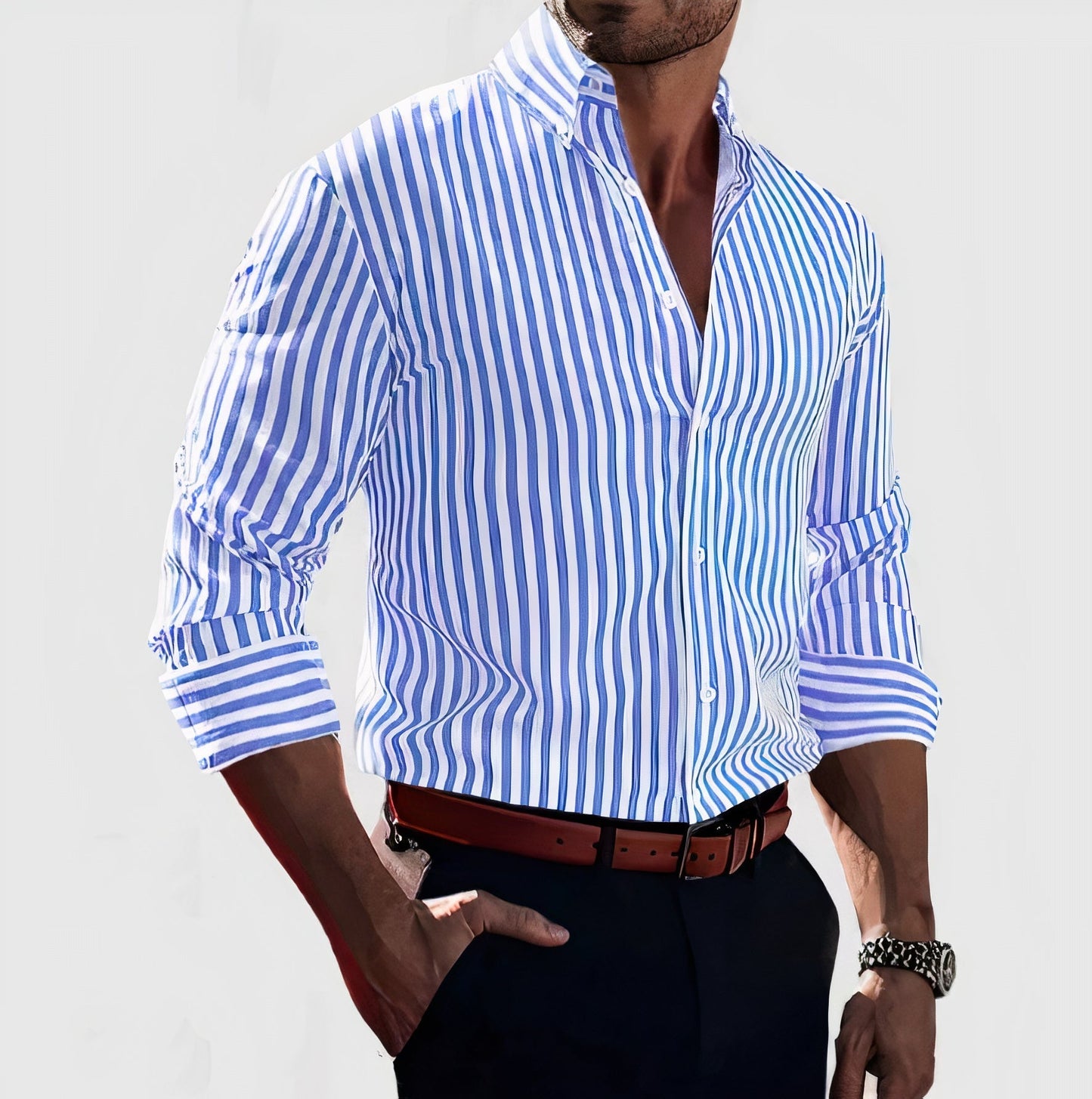 Striped Summer Shirt For Men Streetwave Breathable Lightweight Elegance For Style Conscious