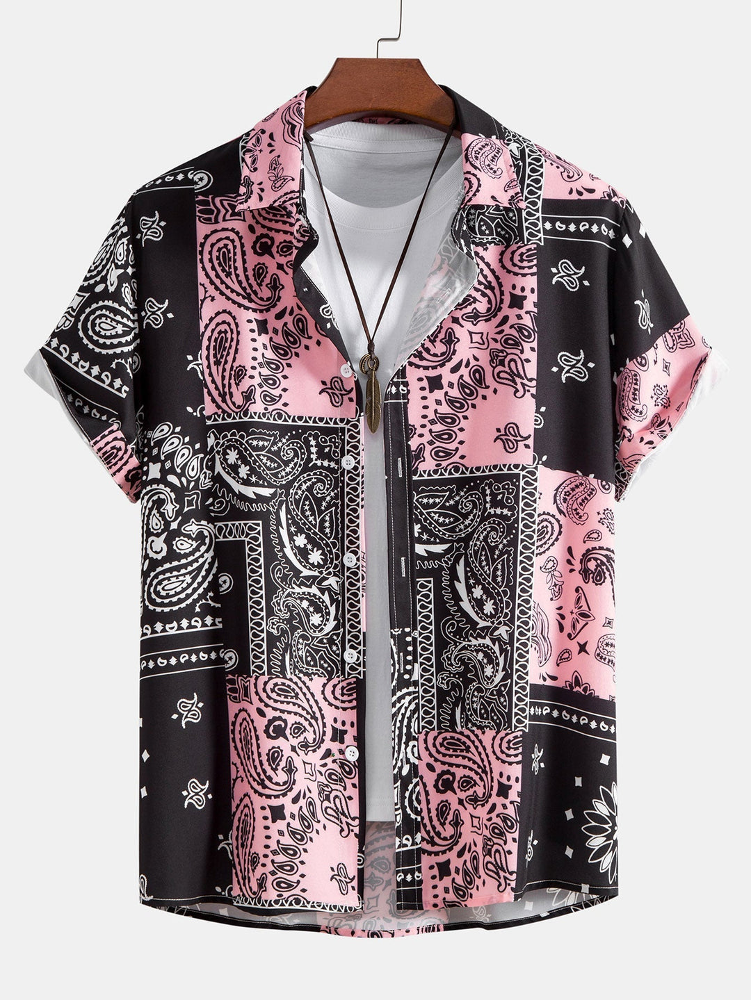 Street Wave Paisley Pattern Shirt Mens Button Down Breathable Lightweight Comfort