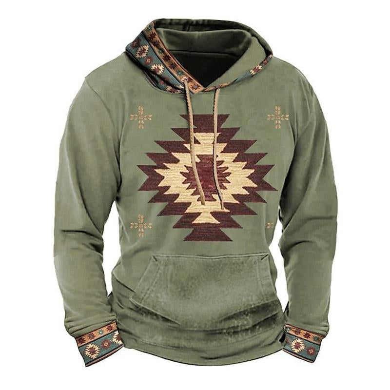 Street Wave Vintage Style Hoodie For Men With Cozy Comfort And Retro Geometric Print