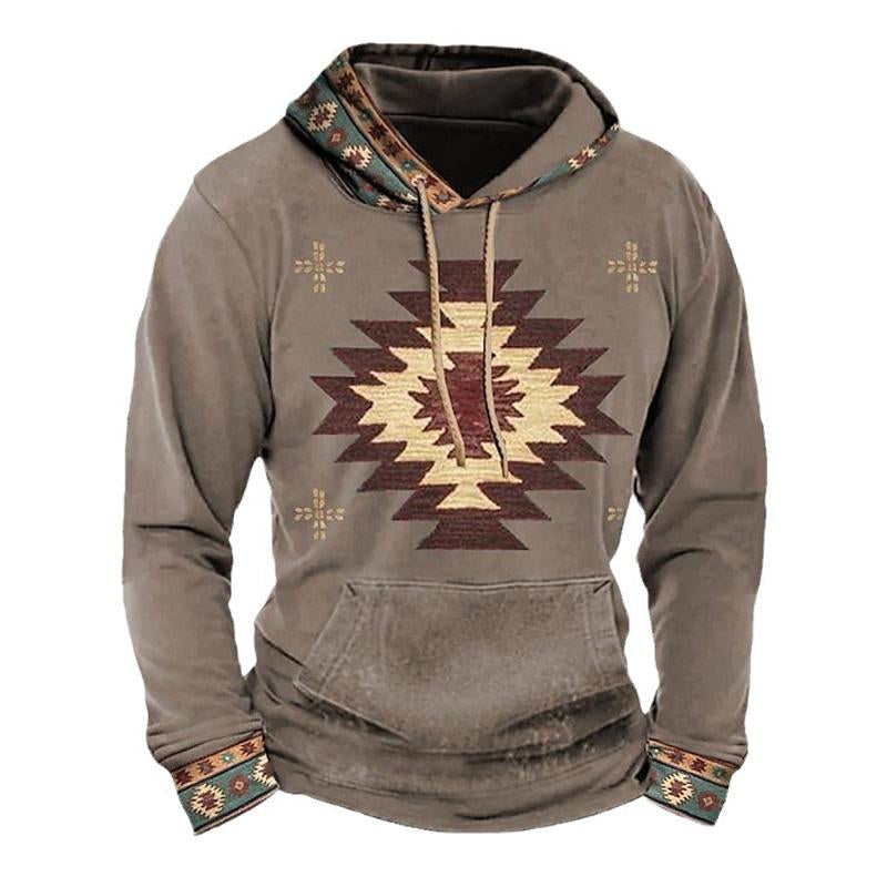 Street Wave Vintage Style Hoodie For Men With Cozy Comfort And Retro Geometric Print