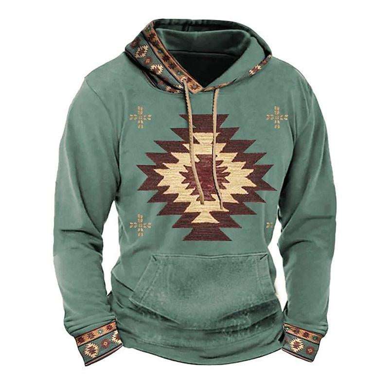 Street Wave Vintage Style Hoodie For Men With Cozy Comfort And Retro Geometric Print