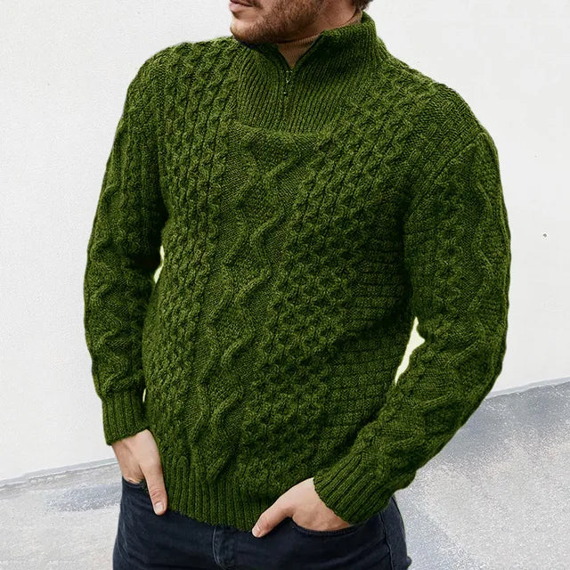 Streetwave Mens Cable Knit Turtleneck Sweater Relaxed Fit Cozy Warmth For Cold Days For Him