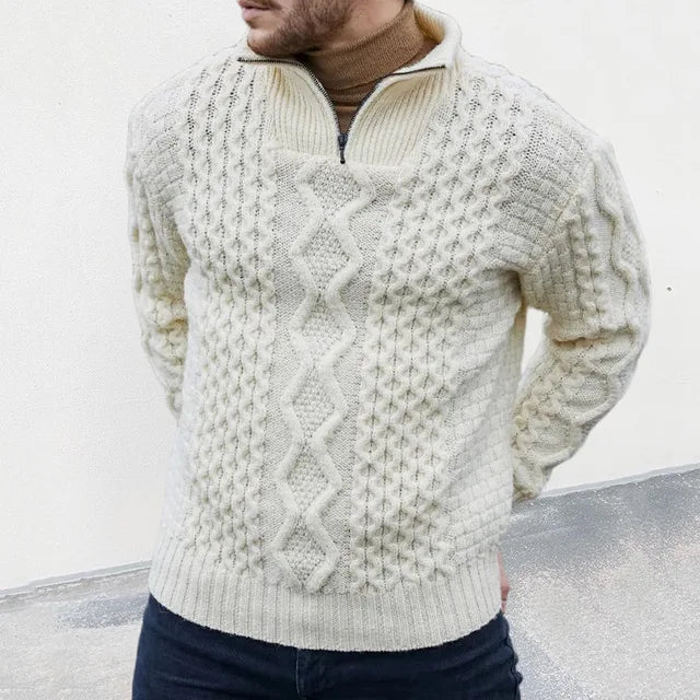 Streetwave Mens Cable Knit Turtleneck Sweater Relaxed Fit Cozy Warmth For Cold Days For Him