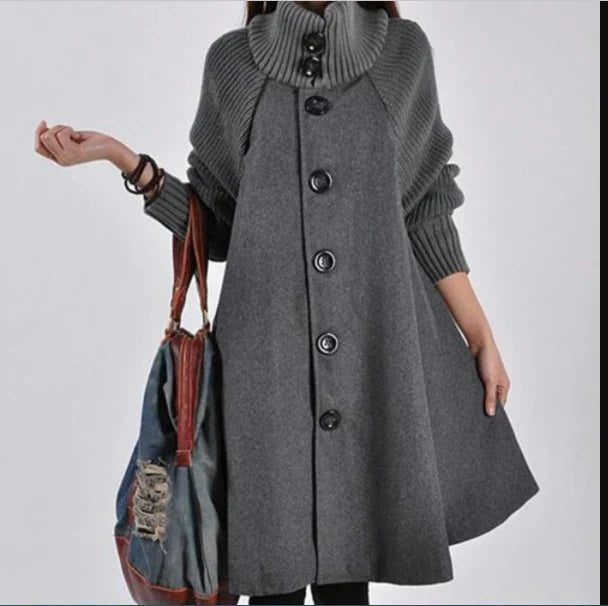 Streetwave Oversized Wool Blend Coat With Warmth And High Collar And Button Closure For Plus Size Women