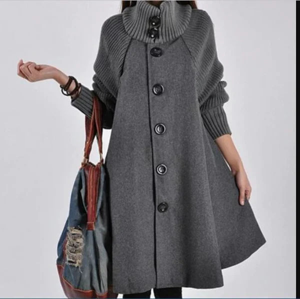 Street-wave High Collar Patchwork Coat For Women Cozy Warmth And Elegant Autumn Essential Outerwear