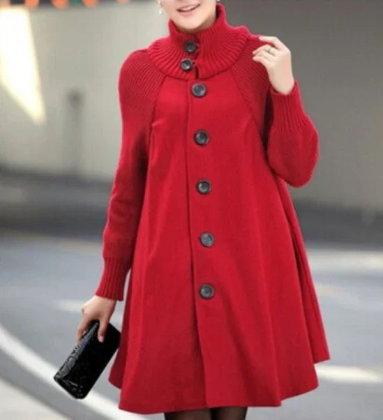 Street-wave High Collar Patchwork Coat For Women Cozy Warmth And Elegant Autumn Essential Outerwear