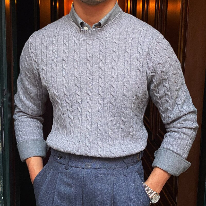 Diethelm Men's Cable Knit Sweater Premium Soft Warmth Classic Fit For Modern Men