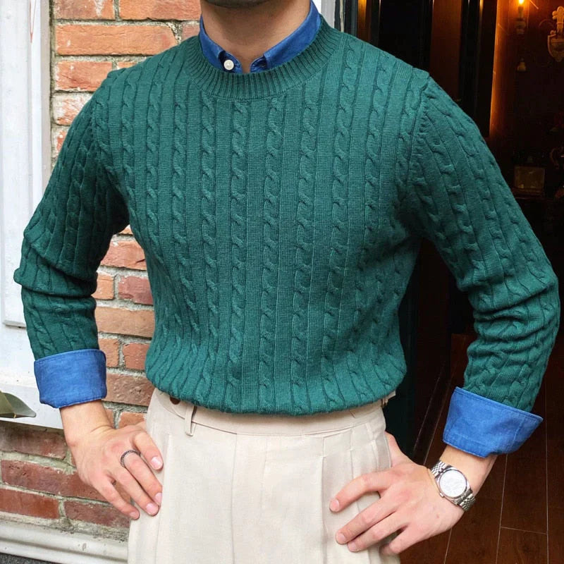 Diethelm Men's Cable Knit Sweater Premium Soft Warmth Classic Fit For Modern Men