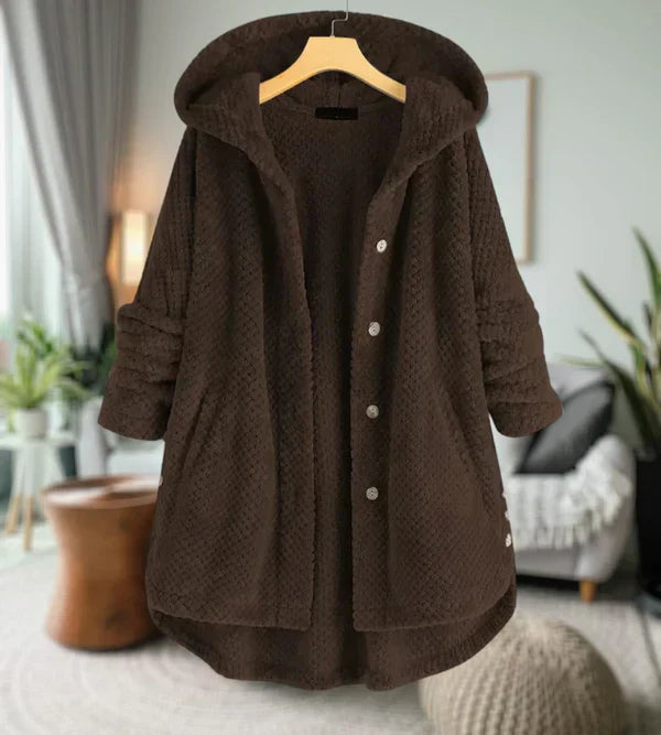 Streetwave Sherpa Fleece Hoodie Jacket Button Down Front Cozy Winter Warmth For Women