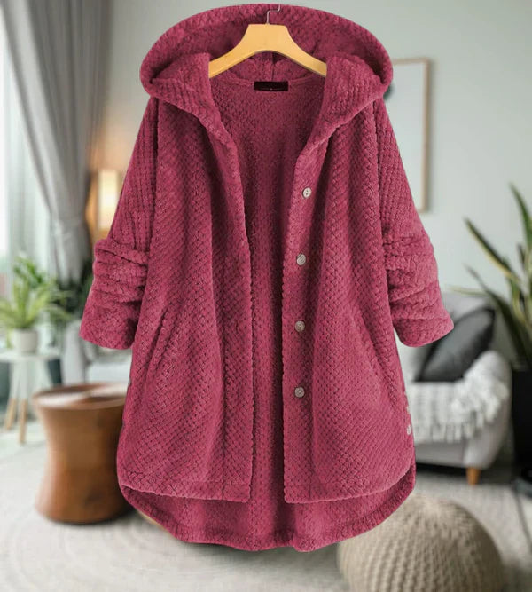 Streetwave Sherpa Fleece Hoodie Jacket Button Down Front Cozy Winter Warmth For Women