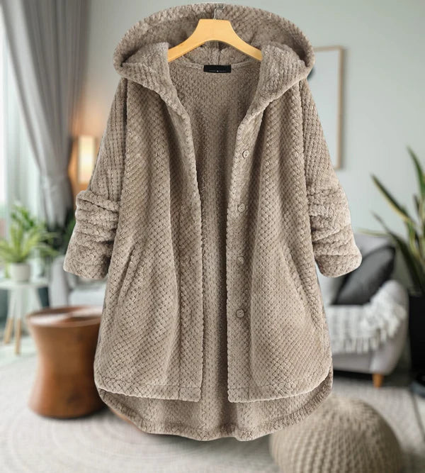 Streetwave Sherpa Fleece Hoodie Jacket Button Down Front Cozy Winter Warmth For Women