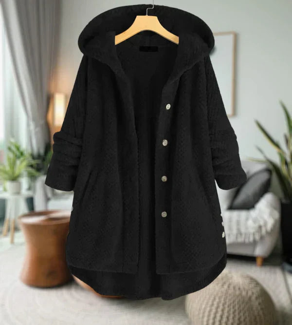 Streetwave Sherpa Fleece Hoodie Jacket Button Down Front Cozy Winter Warmth For Women