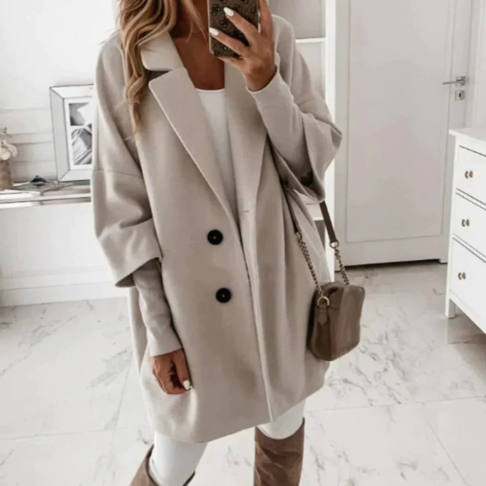 Street Wave Double Breasted Ivory Winter Coat For Modern Women Warm And Elegant Chic