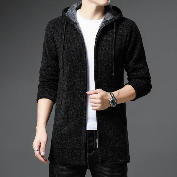 Street-Wave Hooded Zip Jacket For Men Cozy Soft Knit Fabric Versatile Everyday Wear For All Seasons