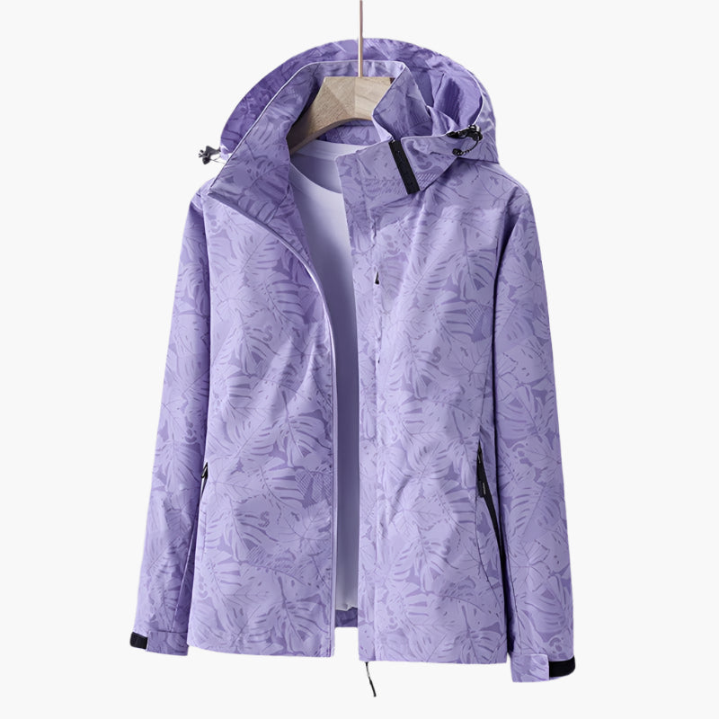 Street Wave Leaf Print Hooded Jacket For Women Autumn Ready Cozy Casual Outerwear
