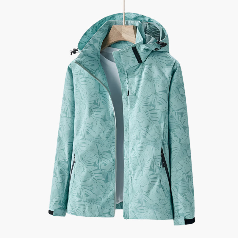 Street Wave Leaf Print Hooded Jacket For Women Autumn Ready Cozy Casual Outerwear