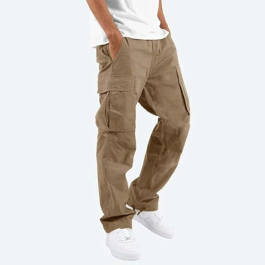 Street-Wave Mens Cargo Pants With Multiple Pockets Durable Straight Fit Utility Trousers For Work And Everyday Wear