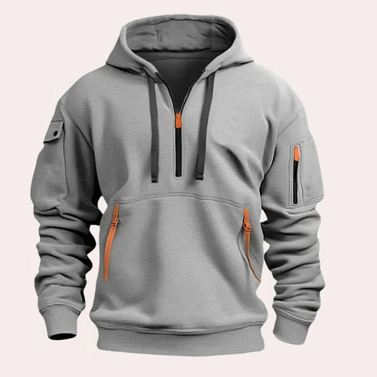 Street-Wave Mens Pullover Hoodie With Adjustable Hood Standard Fit Front Pocket Casual Layering
