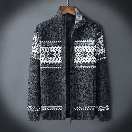 Street-Wave Men's Winter Coat With Snowflake Pattern Full Length Insulated Jacket With Lined Interior And Adjustable Hood
