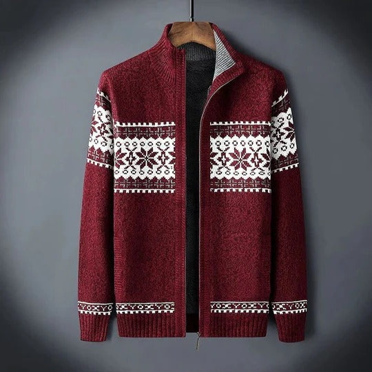 Street-Wave Men's Winter Coat With Snowflake Pattern Full Length Insulated Jacket With Lined Interior And Adjustable Hood