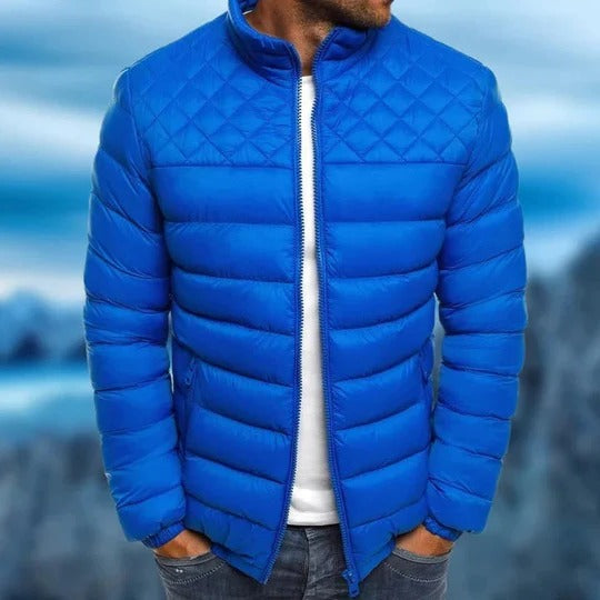 Men's Navy Water Resistant Wind Resistant Quilted Jacket Lightweight Puffer Coat for Outdoor Activities