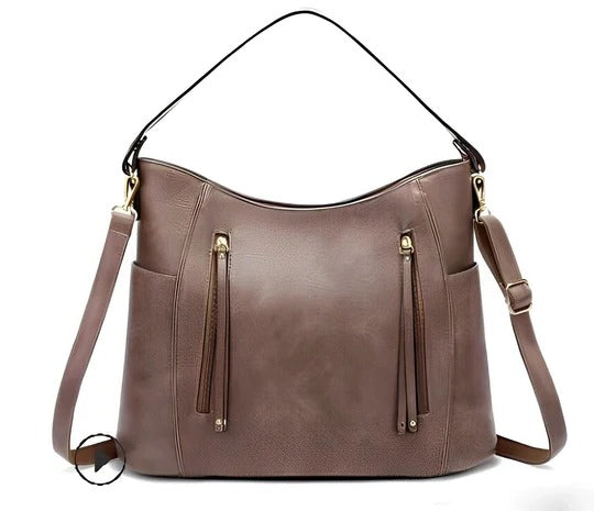 Street-Wave Ladies Vintage Leather Bag - Secure Magnetic Flap Closure And Adjustable Strap