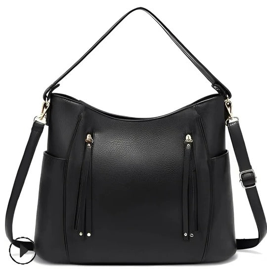 Street-Wave Ladies Vintage Leather Bag - Secure Magnetic Flap Closure And Adjustable Strap