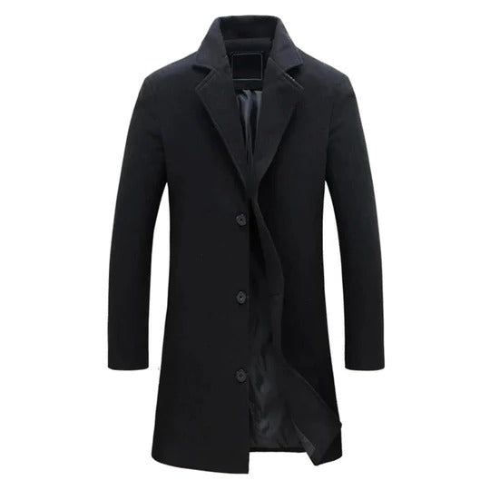 Street-Wave Mens Long Winter Coat Camel Wool Blend Insulated Over Coat For Cold Weather