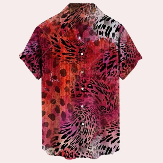 Street-Wave Mens Short Sleeve Printed Pattern Shirt Lightweight For Warm Weather Casual Wear