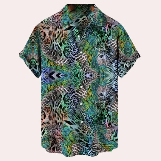 Street-Wave Mens Short Sleeve Printed Pattern Shirt Lightweight For Warm Weather Casual Wear
