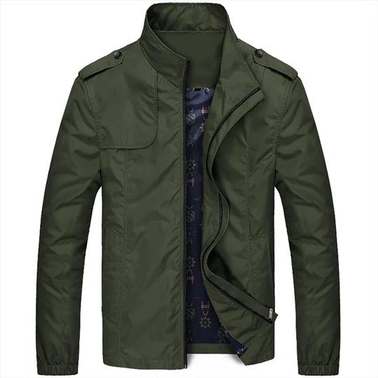 Street-Wave Men's Summer Jacket Stand Up Collar Lightweight Zipper Closure For Casual Or Semi Formal Wear