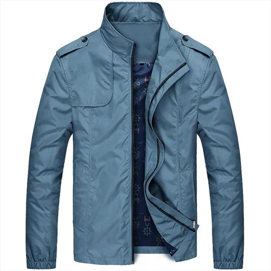 Street-Wave Men's Summer Jacket Stand Up Collar Lightweight Zipper Closure For Casual Or Semi Formal Wear