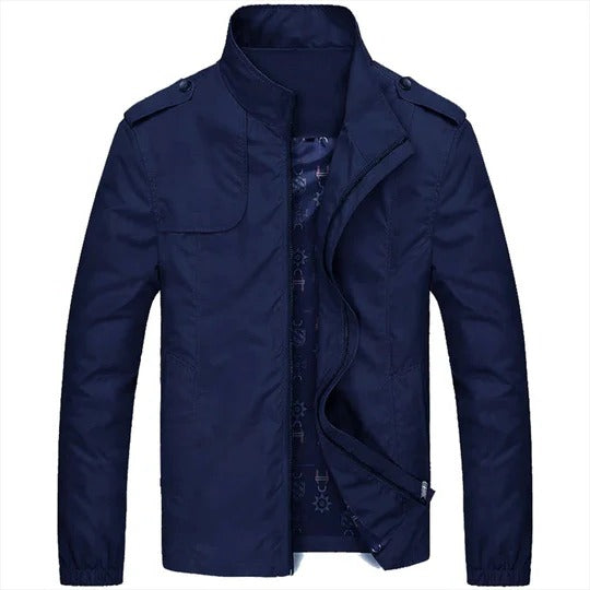 Street-Wave Men's Summer Jacket Stand Up Collar Lightweight Zipper Closure For Casual Or Semi Formal Wear