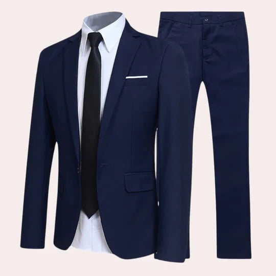 Street-Wave Men's Slim Fit Black Two Piece Suit With Blazer And Trousers For Weddings And Formal Events
