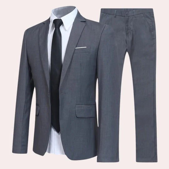 Street-Wave Men's Slim Fit Black Two Piece Suit With Blazer And Trousers For Weddings And Formal Events