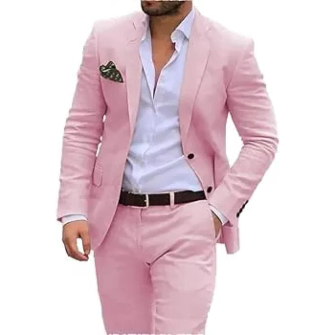 Street-Wave Two Piece Men's Summer Suit Lightweight Breathable Jacket And Trousers For Warm Weather Formal Daytime Events