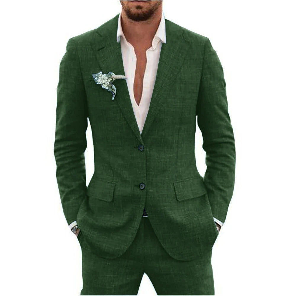 Street-Wave Two Piece Men's Summer Suit Lightweight Breathable Jacket And Trousers For Warm Weather Formal Daytime Events