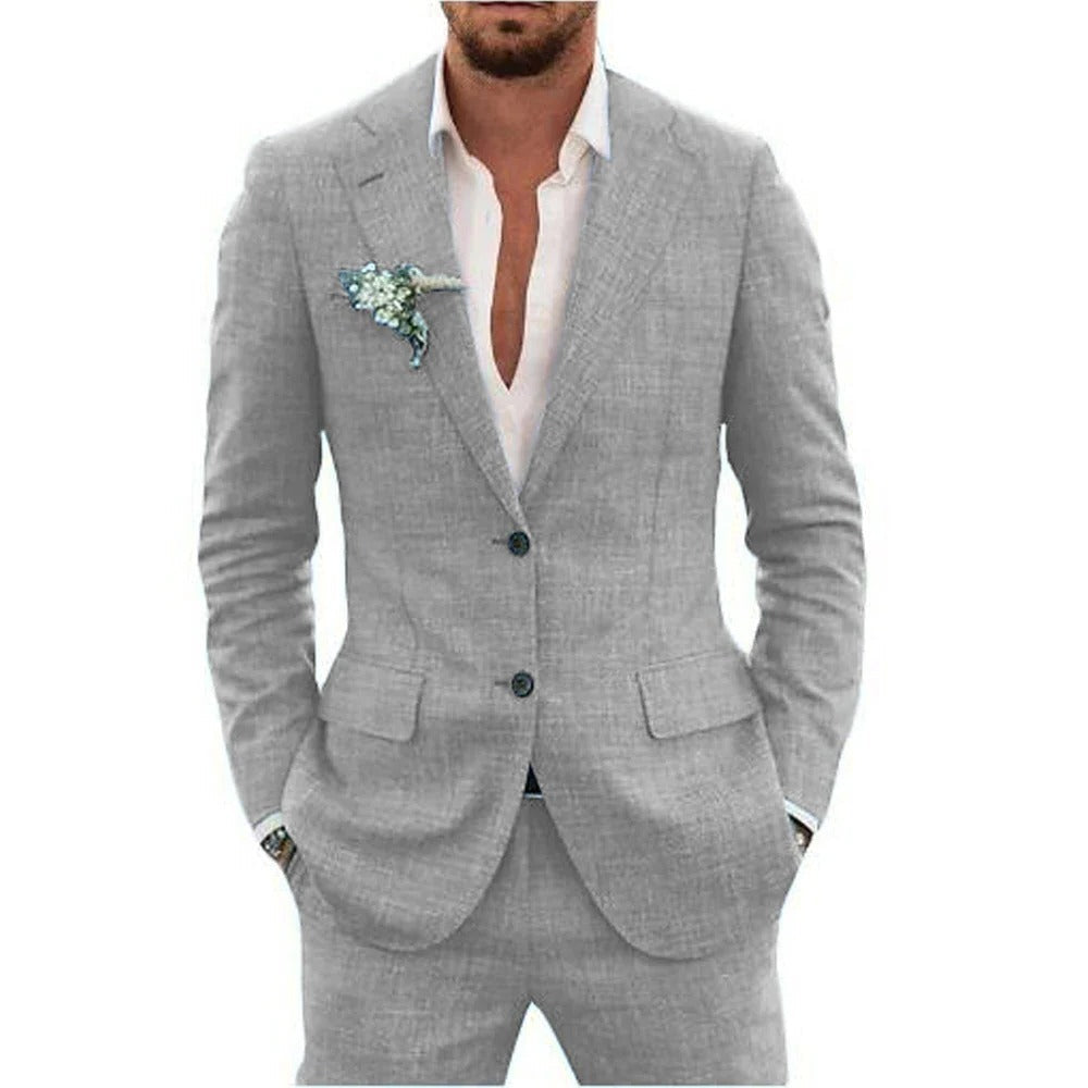 Street-Wave Two Piece Men's Summer Suit Lightweight Breathable Jacket And Trousers For Warm Weather Formal Daytime Events