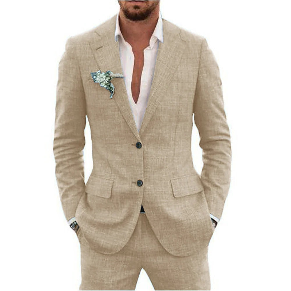 Street-Wave Two Piece Men's Summer Suit Lightweight Breathable Jacket And Trousers For Warm Weather Formal Daytime Events