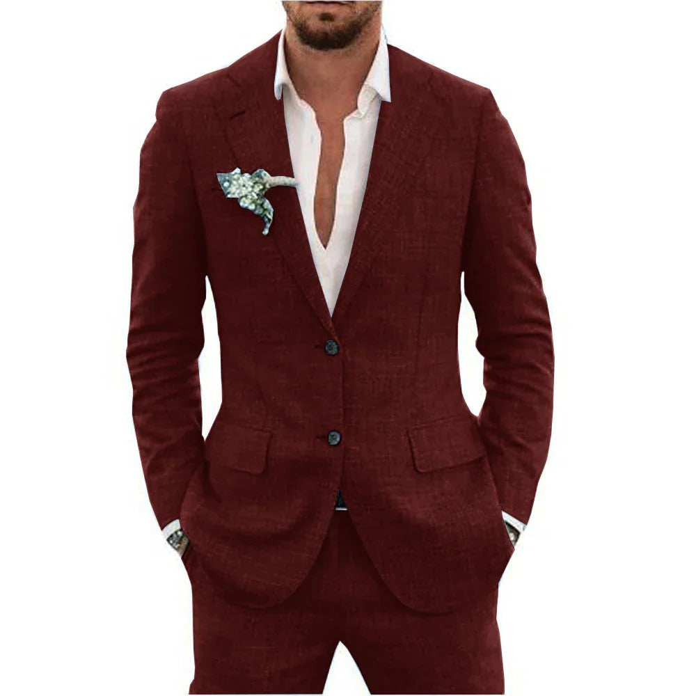 Street-Wave Two Piece Men's Summer Suit Lightweight Breathable Jacket And Trousers For Warm Weather Formal Daytime Events