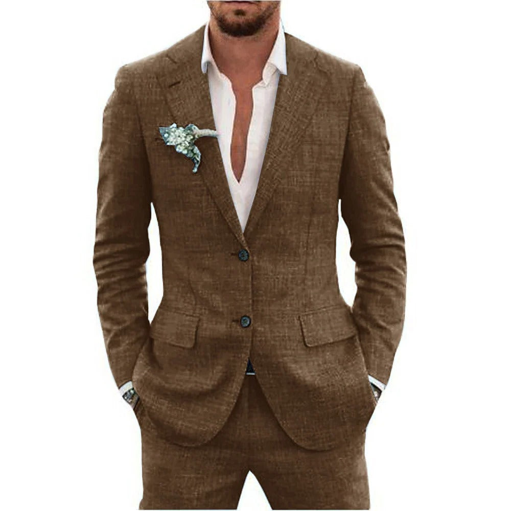 Street-Wave Two Piece Men's Summer Suit Lightweight Breathable Jacket And Trousers For Warm Weather Formal Daytime Events