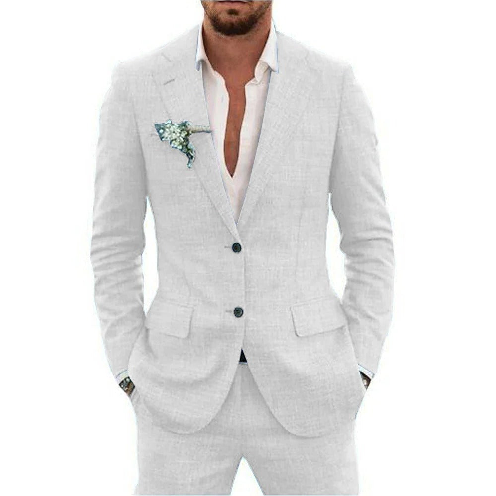 Street-Wave Two Piece Men's Summer Suit Lightweight Breathable Jacket And Trousers For Warm Weather Formal Daytime Events