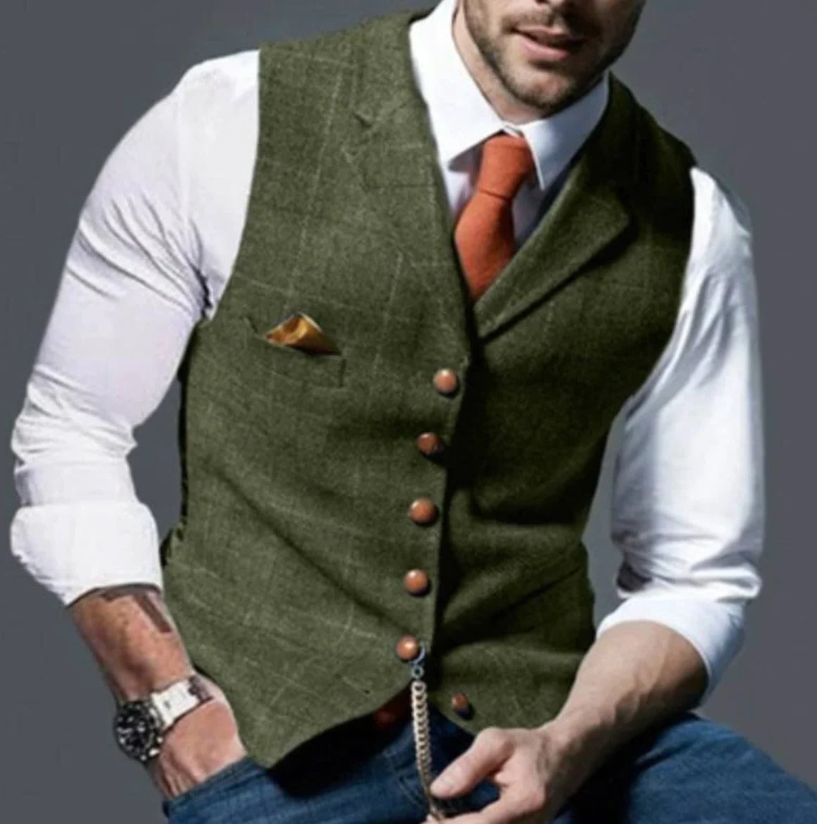 Street-Wave Mens Vintage Style Notched Collar Vest For Formal Or Casual Layering Wardrobe Essential