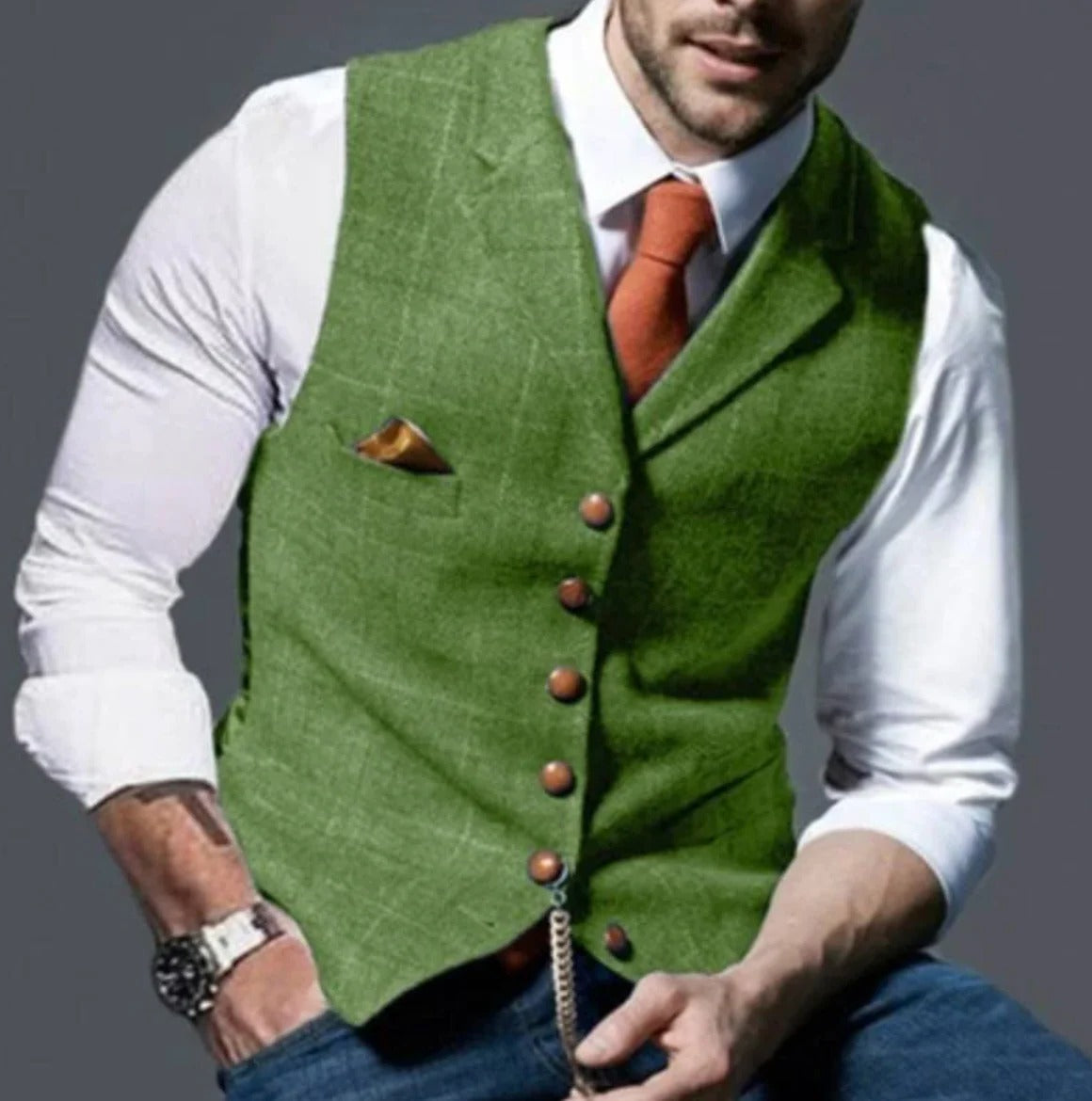 Street-Wave Mens Vintage Style Notched Collar Vest For Formal Or Casual Layering Wardrobe Essential