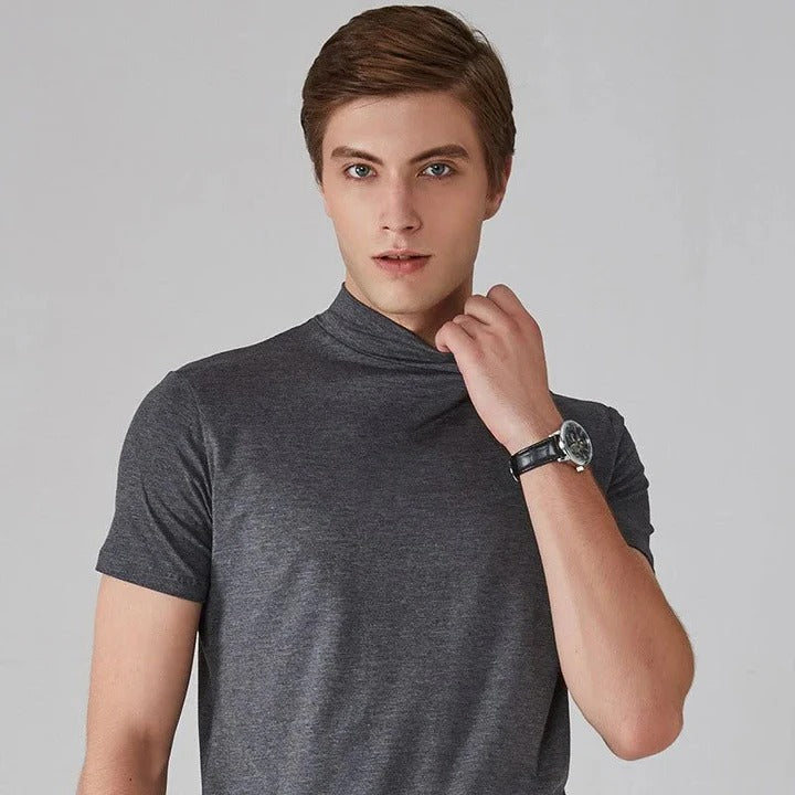 Street-Wave Mens Turtleneck T Shirts High Collar Regular Fit Versatile Layering Essential Top