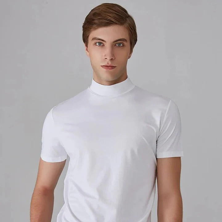 Street-Wave Mens Turtleneck T Shirts High Collar Regular Fit Versatile Layering Essential Top