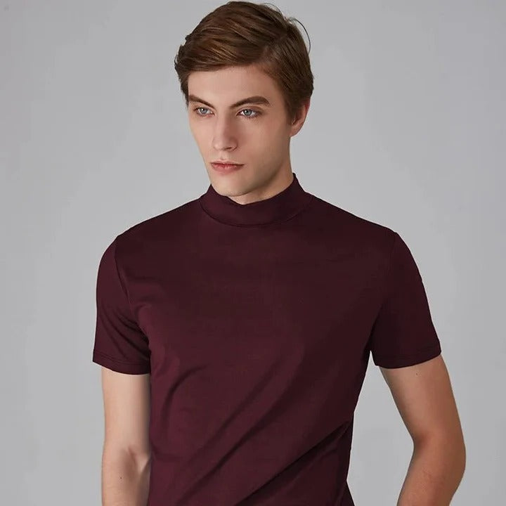 Street-Wave Mens Turtleneck T Shirts High Collar Regular Fit Versatile Layering Essential Top