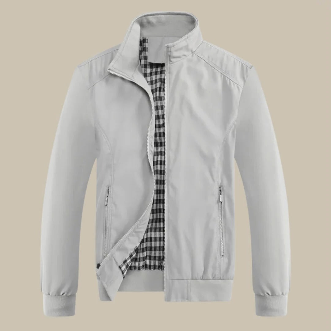 Street-Wave High Collar Summer Jacket For Men With Structured Fit And Front Zip Closure
