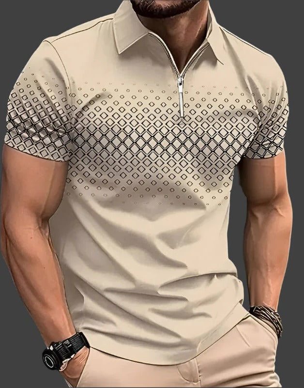 Street-Wave Men's Checked Polo Shirt With Contemporary Detailing Lightweight Breathable Summer Essential